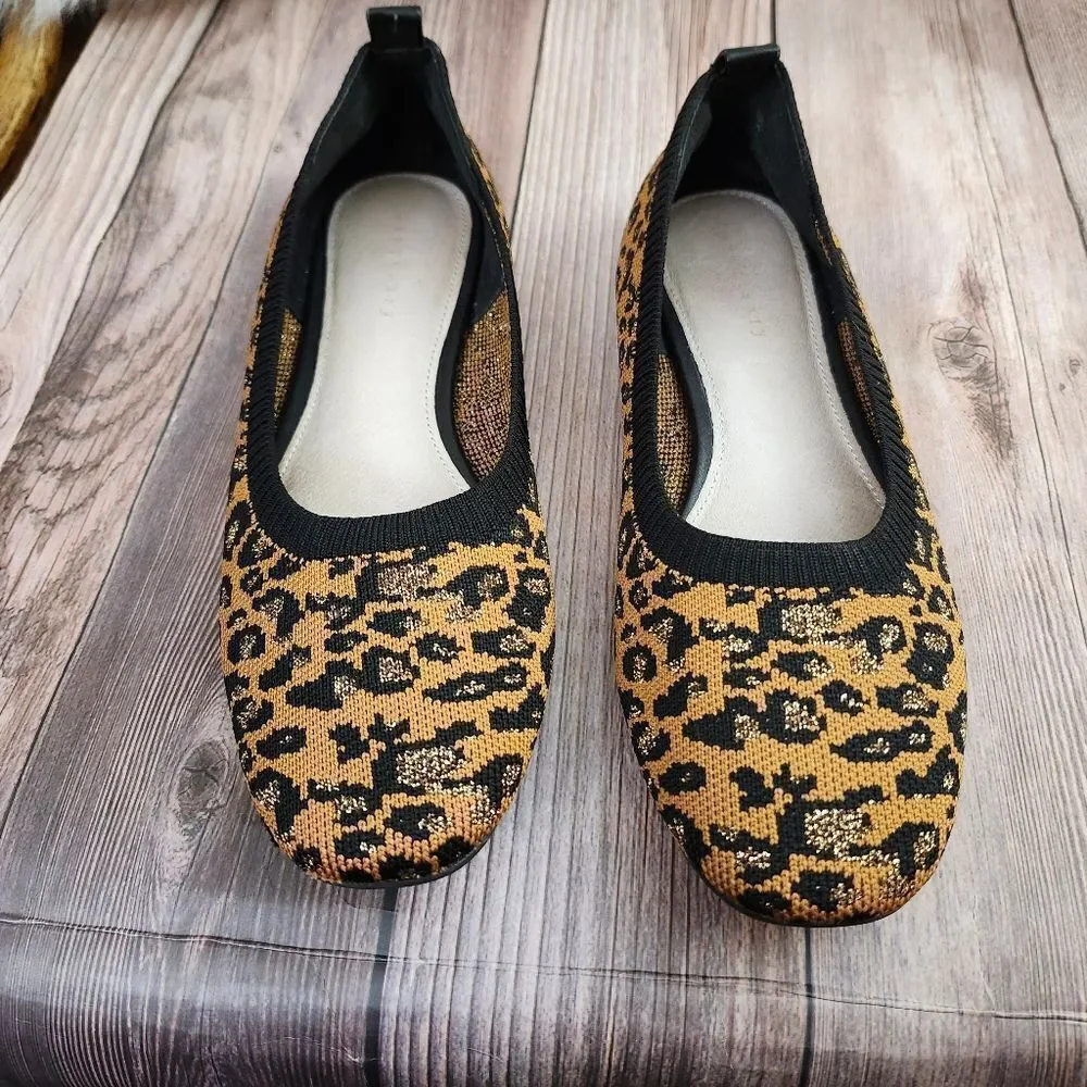 Sanctuary knit Leopard print ballet flats leather lining Sz 7.5‎